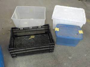 lot 109 image: 1 Lockable Tote and 3 Storage Totes...