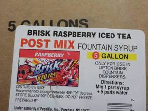 lot 143 image: Brisk Raspberry Iced Tea Post Mix F...