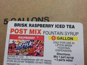 lot 144 image: Brisk Raspberry Iced Tea Post Mix F...
