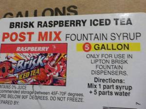 lot 146 image: Brisk Raspberry Iced Tea Post Mix F...