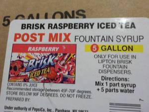 lot 147 image: Brisk Raspberry Iced Tea Post Mix F...