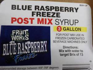 lot 159 image: Blue Raspberry Freeze Post Mix Syru...