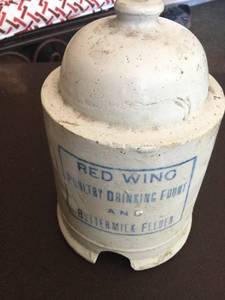 lot 68 image: Red Wing feeder & ornate Pesto jar