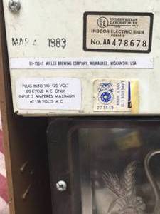 lot 77 image: miller wall clock light advertisement Bar theme from 1983