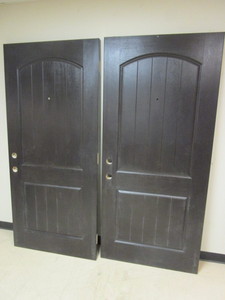 lot 204 image: PLAST-PRO RUSTIC TWO-PANEL EXTERIOR DOORS - NEW