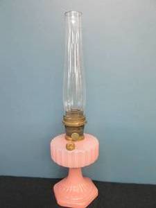 lot 12 image: Aladdin Kerosene Lamp Pink Moonstone