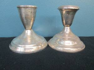 lot 33 image: Sterling Sliver Candle Stick