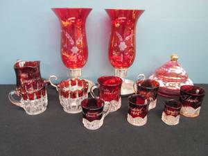 lot 123 image: Ruby Flash Souvenir Glass