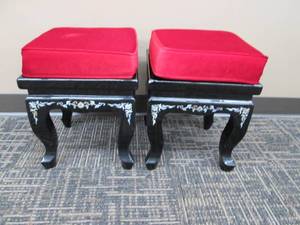 lot 72 image: Black Enamel Shell Inlay Stools