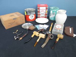 lot 338 image: Tabaco Tins & Pipes