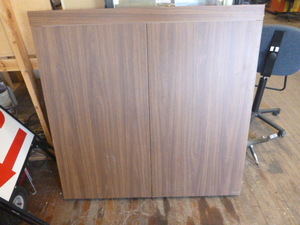 White Board in Dark Wood Cabinet