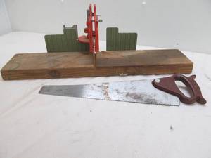 lot 107 image: saw, wooden MITRE saw