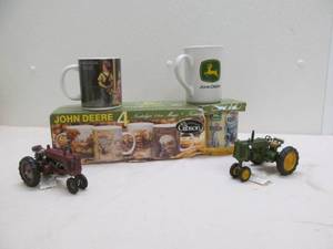 lot 151 image: john Deere ornaments, coffee cups