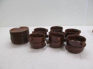 lot 185 image: stoneware bowls, saucers