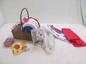 lot 218 image: basket w picnic supplies
