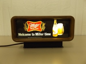 Working Miller High Life Beer Countertop Lighted Sign
