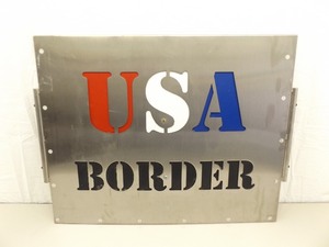 Larger HEAVY Stainless Steel USA BORDERCANADIAN BORDER 2 Sided Sign