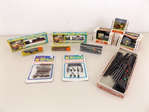 Lot of Misc. N Scale Train Cars, Scenery, etc.