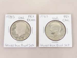 2 High Grade US Mint 1976-S and 1978-S Kennedy Proof Half Dollars