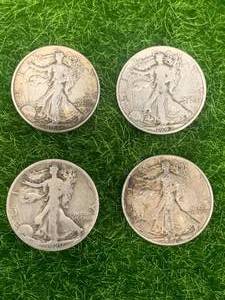 Lot of 4 Walking Half Dollars (1920, 1943, 1942, 1943)
