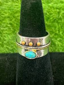 .925 Silver Turquoise Ring Size 7