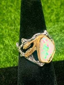 Vintage Branch Leaf Opal Ring Size 8