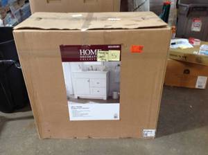 lot 5 image: HOME DECORATORS COLLECTION Sedgewood 36-12 in. W Bath Vanity in White with Solid Surface Technology Vanity Top in Arctic with White Sink (NOT USED)