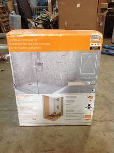 lot 16 image: Kerdi-Shower-Kit 38 in. x 60 in. Off-Center Shower Kit in ABS with Stainless Steel Drain Grate (NOT USED)