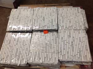 lot 37 image: PALLET WITH JEFFREY COURT Butter Cream 11.5 in. x 11.875 in. x 8 mm Interlocking Glossy Ceramic Mosaic Tile