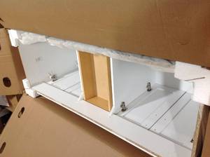 lot 42 image: HOME DECORATORS COLLECTION Westcourt 60 in. W x 21 in. D x 34 in. H Bath Vanity Cabinet Only in White (NOT USED)
