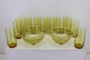 lot 36 image: Amber Glasses & Bowls