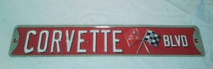 lot 134 image: Metal Sign Corvette BLVD, authentic GM.