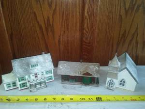 lot 214 image: 3 buildings , 1994, Hays Depot, church & house.