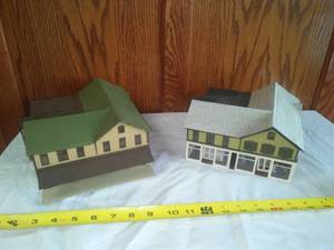 lot 105 image: 2 handmade buildings, Balsa Paper.
