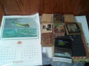 lot 248 image: Seagram 1954 Calendar excellent, books 1966 Oldsmobile operators manual & more.
