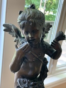 Bronze Angel Child Statue by E. Plat
