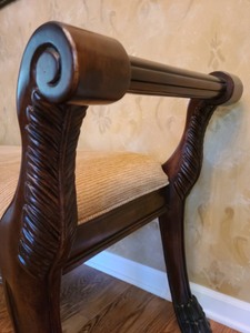 Ornately Carved Wood Dressing Bench