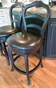 Pair Of Black Wood Swivel Stools