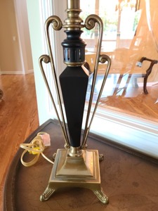 Pair Of Black And Gold Tone Table Lamps