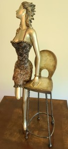 Woman With Chair Metal Sculpture