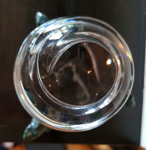 Swirled Crystal Paperweight With Metal Frogs