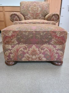 Upholstered Print Armchair With Matching Ottoman