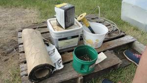 lot 182 image: Nails, Screws, Clamps, Chisel, Wrenchs, Tar paper