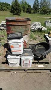 lot 256 image: Color hardener, Oil pan, Steel Drum, Buckets, Pail