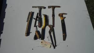 lot 64 image: Hammers, Drill Bit, Wrench, Wire brushs