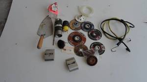 lot 336 image: Topper Clamps, Cut of wheels, plug ins, bungees, wire tool