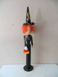 Wooden Halloween Witch Decoration
