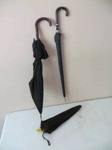 3 VINTAGE Black Umbrellas