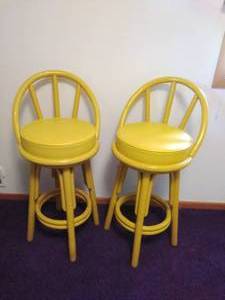 Pair of Yellow Barstools