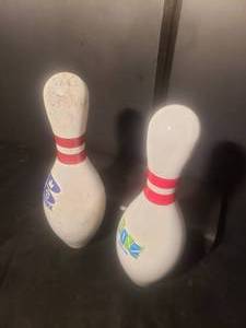 lot 104 image: 2 Authentic Vintage Bowling Pins